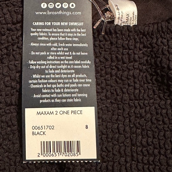 NWT BLUE RUBY
by bras.N things Women's Black MAXAM 2 ONE PIECE Swimsuit - Picture 16 of 16